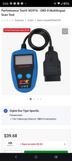 Performance Tool OBDII 1 pc Multi-Lingual Automotive Diagnostic Scanner