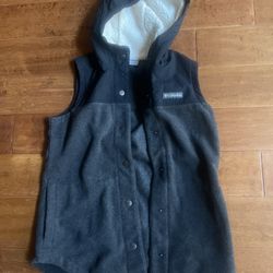 Columbia Fleece Hooded Vest With Pockets Women Small