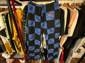 Chrome Hearts x Matty Boy Anti Promo 99 Eyes Sweatpants Black Blue Checkered Graphic Size L