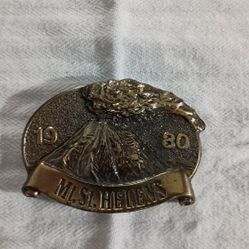 Vintage 1980 Mt. St. Helens Commemorative Metal Belt Buckle