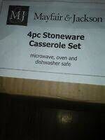 Brand New In Box! Mayfair & Jackson Stoneware Casserole Set