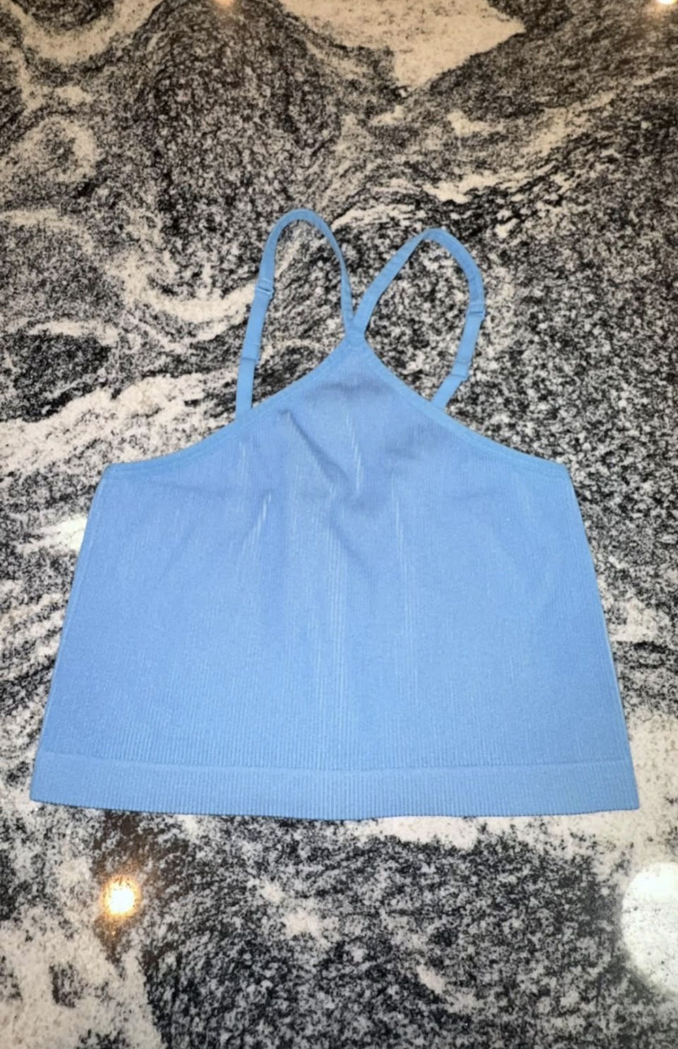 Colsie Ribbed Seamless Halter Brami/Cropped Tank Top - Size Large (L)