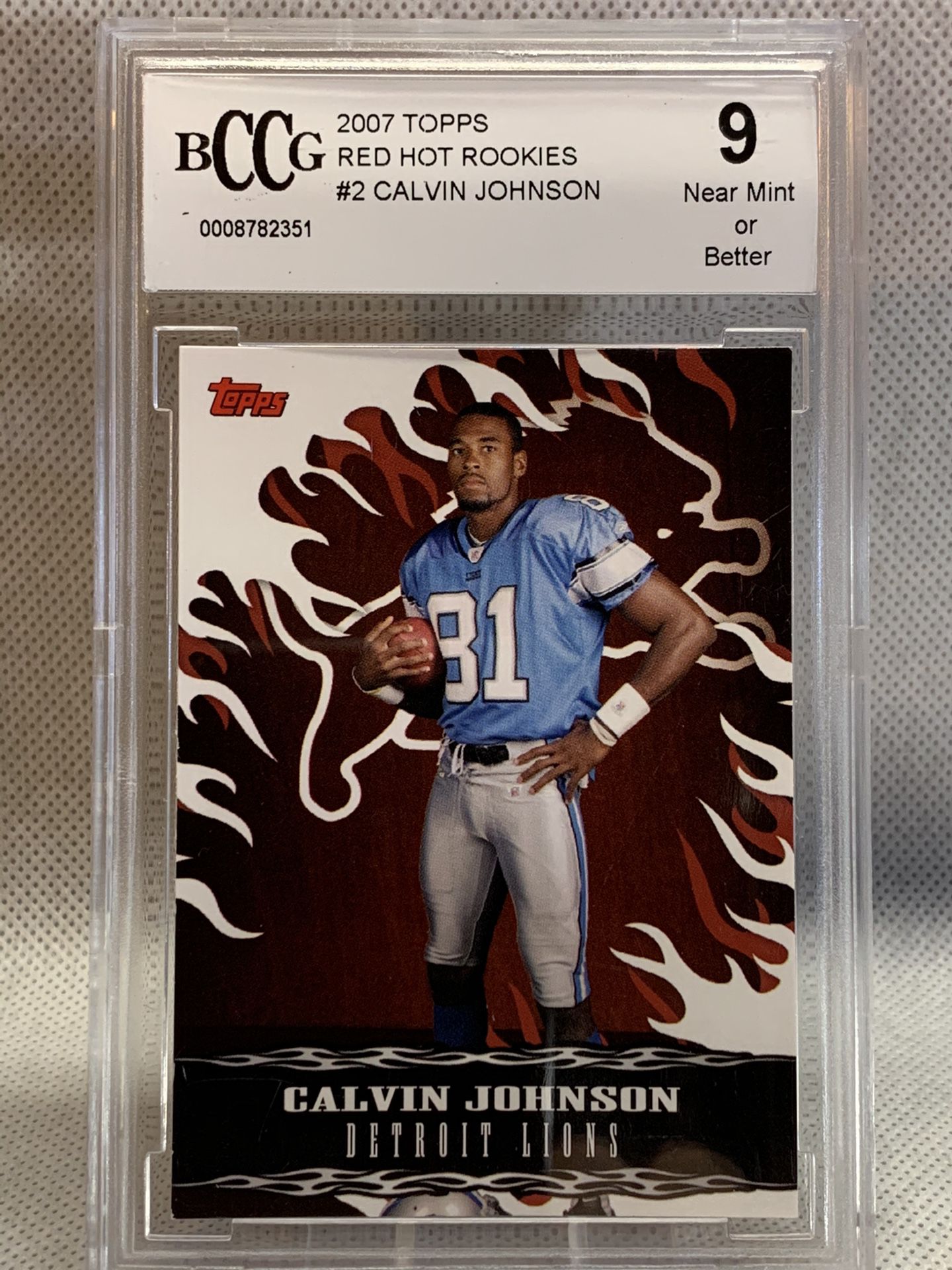 2007 Topps Red Hot Rookies 🔥 Calvin Johnson BCCG 9 💎 - Detroit Lions