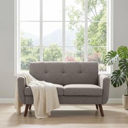 56" W Loveseat Sofa, Mid Century Modern Decor Love Seat Couches for Living Room, Button Tufted Upholstered Small Couch for Bedroom, Solid and Easy to