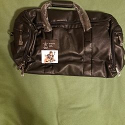 Steve Azar Black Leather Duffel Bag