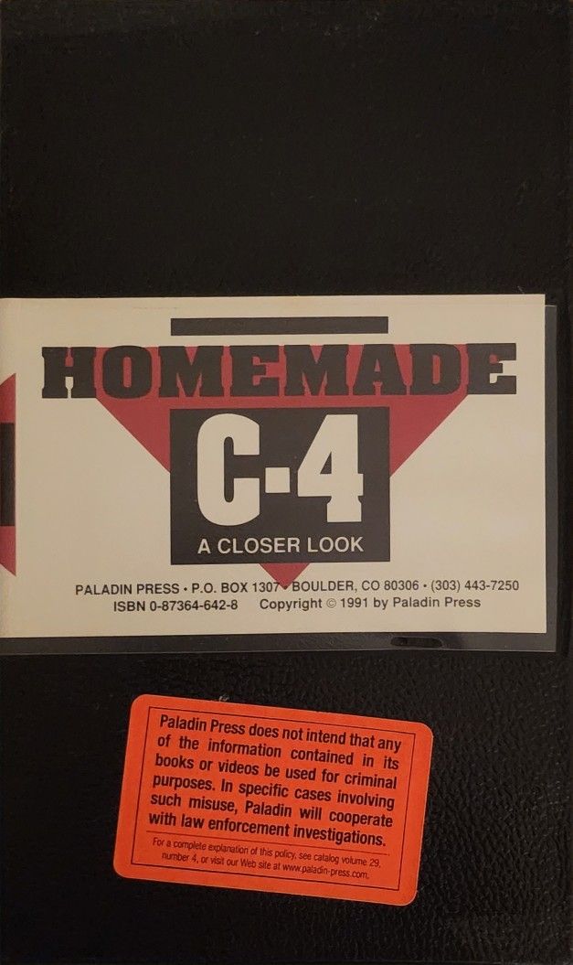 Extremely Rare Paladin Press Homemade C4 Vhs Video