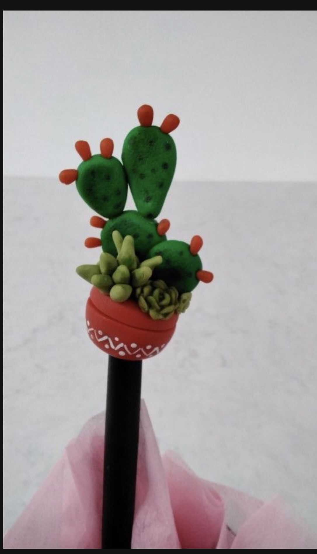 Brand This beautiful pen with an ornamental topper cactus and succulents