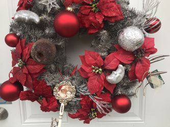Silver and red Christmas Wreath