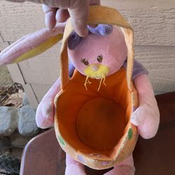 Pink Plush Bunny Easter basket