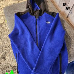 Mens North Face Hooded Zip Up Fleece Jacket