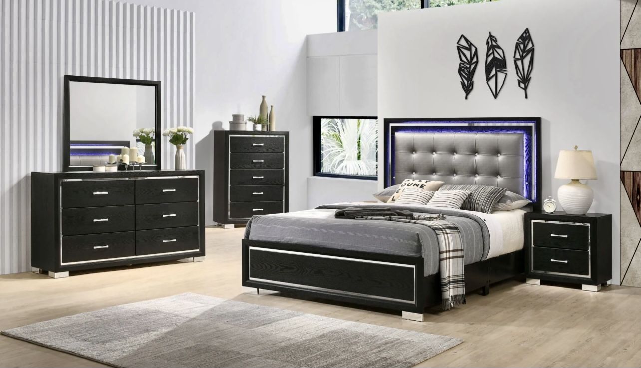 L.e.d Bedroom Set With Free Mattress And Boxspring!