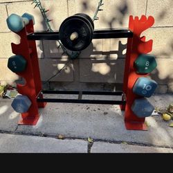 Small Weight Set With Rack 7 Piece Weight. 