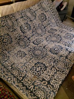 Magnolia home area rug blue & white 9ft by 6.5ft