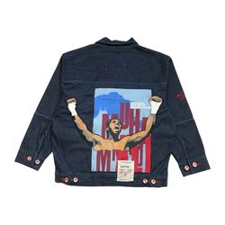 Fubu Platinum Muhammad Ali Denim Jacket Small S Youth Hip Hop Streetwear Vintage