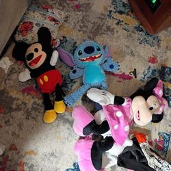 Disney's Stuffies Mickey Mouse Stitch And Minnie Mouse $5 Each