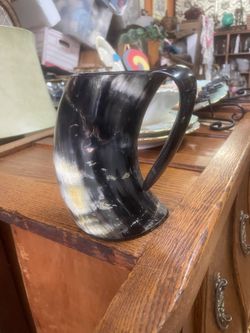 Vintage Norwegian carved horn stein