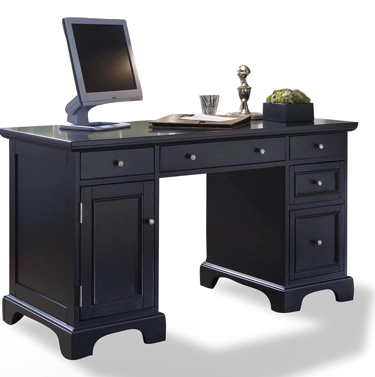 Homestyles Bedford Black Pedestal Desk