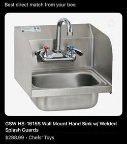 GSW HS-1615S Wall Mount Hand Sink w/ Welded Splash Guards