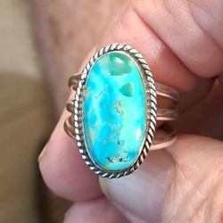 Turquoise Sterling Silver Ring Size 9