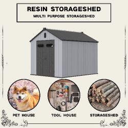 XWT013-1 8*10ft resin plastic storage shed for backyard garden big spire Tool storage