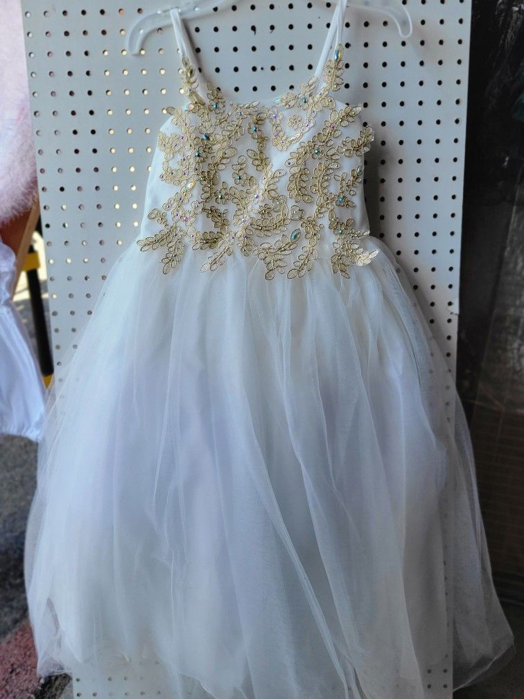 White and Gold Girl Dress