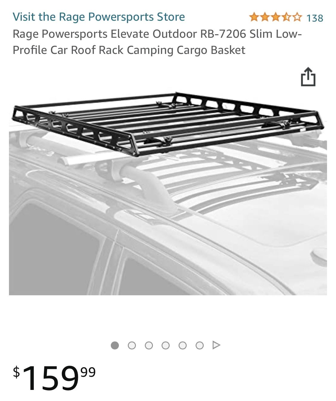Rage Powersports Elevate Outdoor RB-7206 Slim Low-Profile Car Roof Rack Camping Cargo Basket