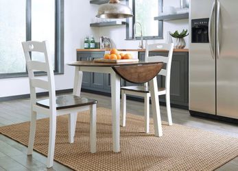3 PC ROUND TABLE DINING SET- TABLE & 2 CHAIRS