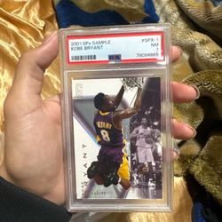 2001 Kobe Bryant SPx Sample card in PSA 7