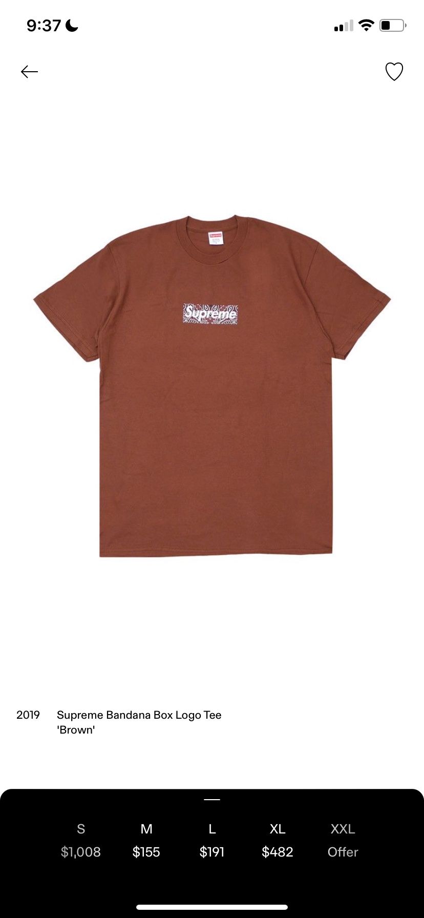supreme brown bandana box logo size Large used