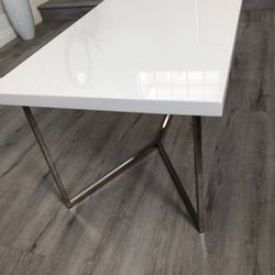Modern White Coffee Table + Side Table Set