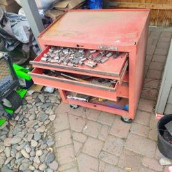 Old Rolling Tool Box With Tools 