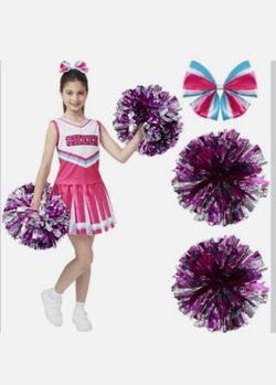 New Spooktacular  Creations Girl Cheerleader  Costume Includes: 1 hair clip 2 Pom Pom 1 top 1 skirt Size M (8-10)