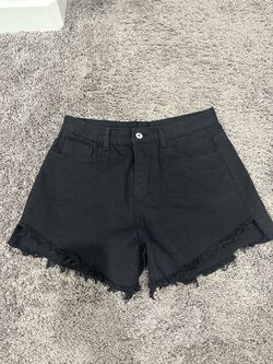 Women's Black High Rise Cut Off Denim Shorts