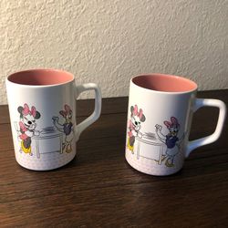 Set of 2 Disney Parks Minnie Mouse Daisy Duck "We Don't Gossip" Collectible Coffee Mugs, 4.5" x 3" 