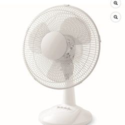 Mainstays 12" 3-Speed Oscillating Table Fan, White