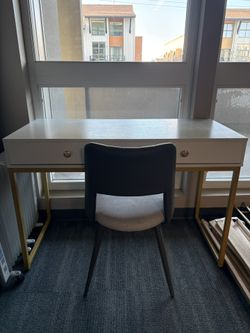 White Wooden / Gold Desk