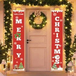 Merry Christmas Banners for Home Wall Indoor/Outdoor Holiday Party Decor