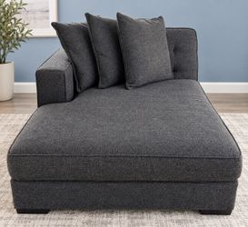 Oversized Charcoal Gray Chaise Lounge – Extra Wide & Comfortable