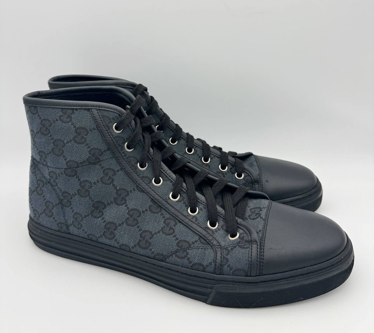 Black Gucci GG High Logo Print 426188-KQWM-0948 Size 10.5