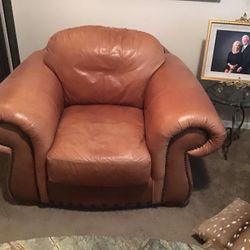 Leather Chair And Ottoman 