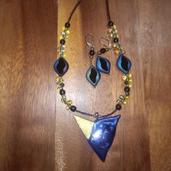 Dichroic Necklace With Matching Earrings $15