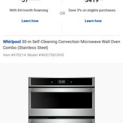 Whirlpool 30-in Self-Cleaning Convection Microwave Wall Oven Combo (Stainless Steel)