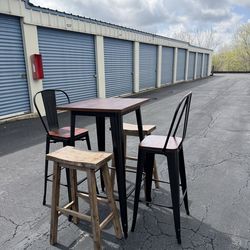 Solid wood bar table chairs and stools