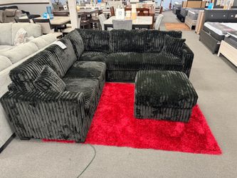 Black Sofa Sectional w/ Free Ottoman