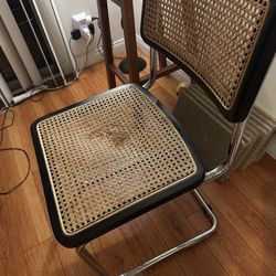 2x Chrome Tube Frame Wicker Chairs