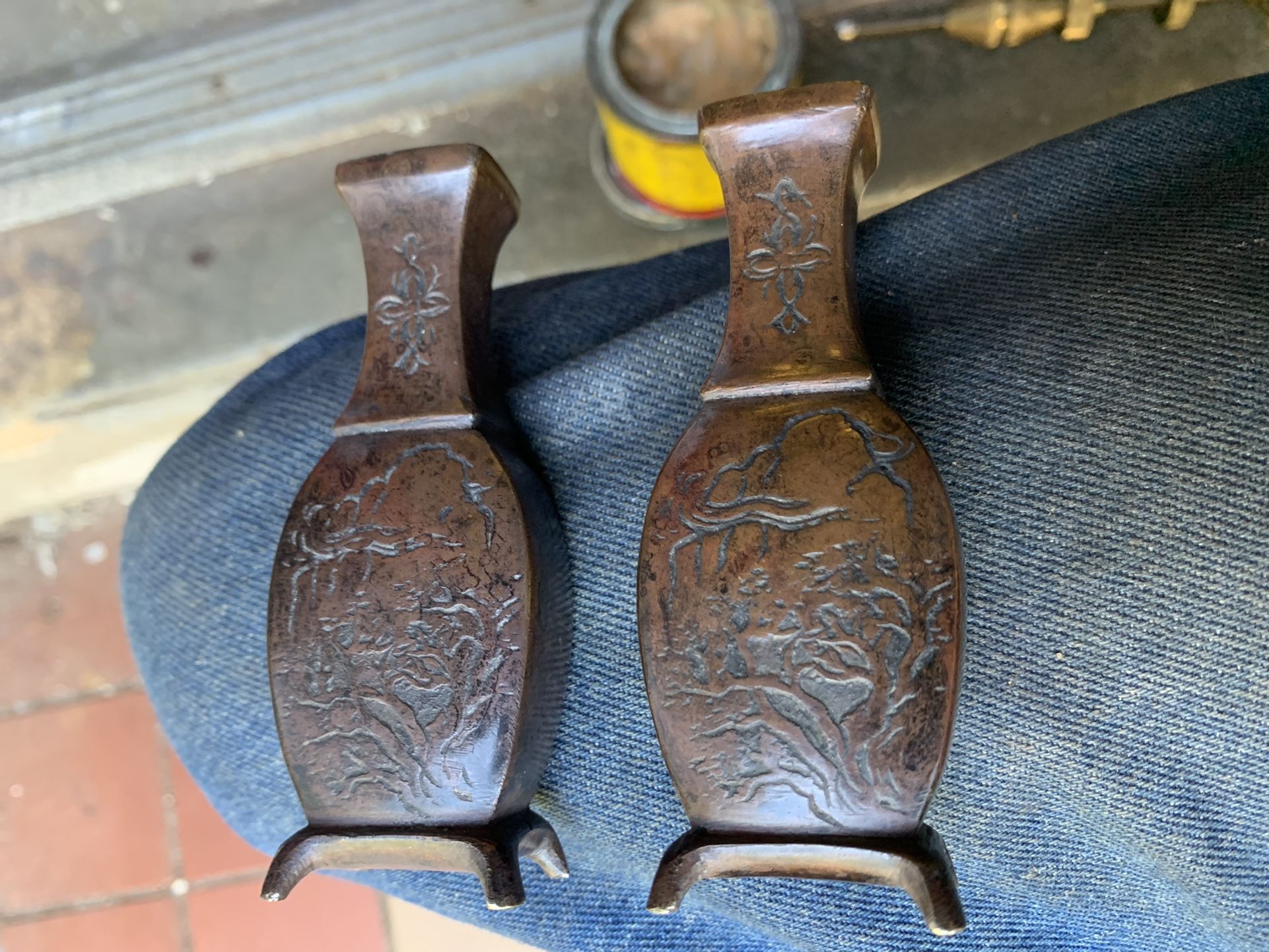 2 Small Bronze Japanese Vases