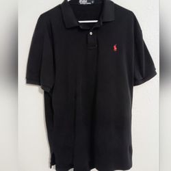 Polo Ralph Lauren Black Red Pony Casual Dress Polo Shirt Size L Mens