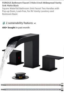 NEW BATHROOM FAUCET 3 HOLE 8 INCH WIDESPREAD MATTE BLACK