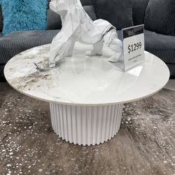 Round White Marble Coffee Table 