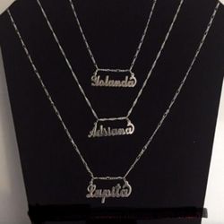 Sterling silver name plates with chain